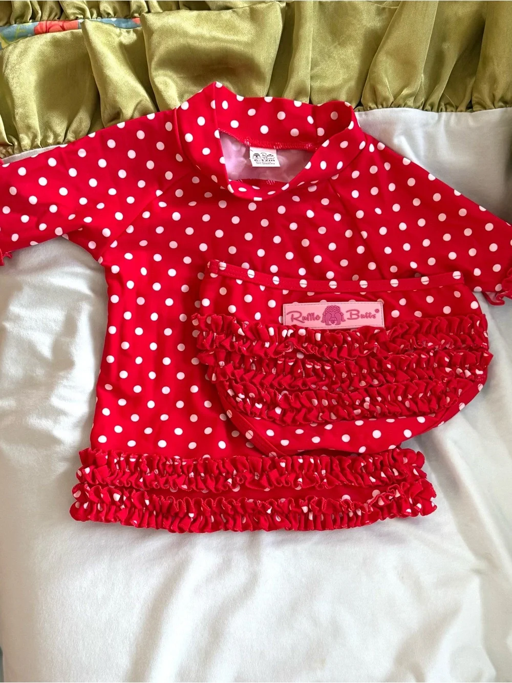 Ruffle Butts Red with White Polka Dot Ruffle Swim Set